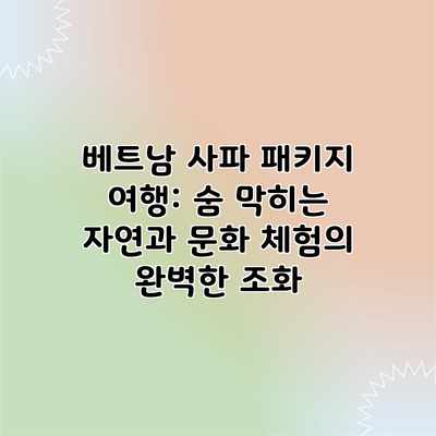 베트남 사파 패키지 여행: 숨 막히는 자연과 문화 체험의 완벽한 조화 베트남 사파 패키지 여행: 숨 막히는 자연과 문화 체험의 완벽한 조화