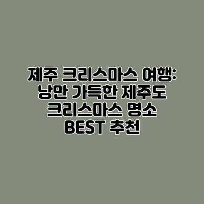 제주 크리스마스 여행: 낭만 가득한 제주도 크리스마스 명소 BEST 추천 제주 크리스마스 여행: 낭만 가득한 제주도 크리스마스 명소 BEST 추천