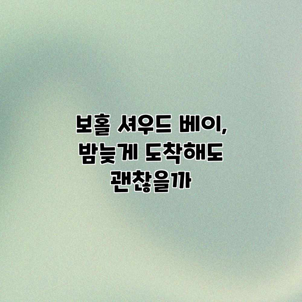 보홀 셔우드 베이, 밤늦게 도착해도 괜찮을까? 보홀 셔우드 베이, 밤늦게 도착해도 괜찮을까?